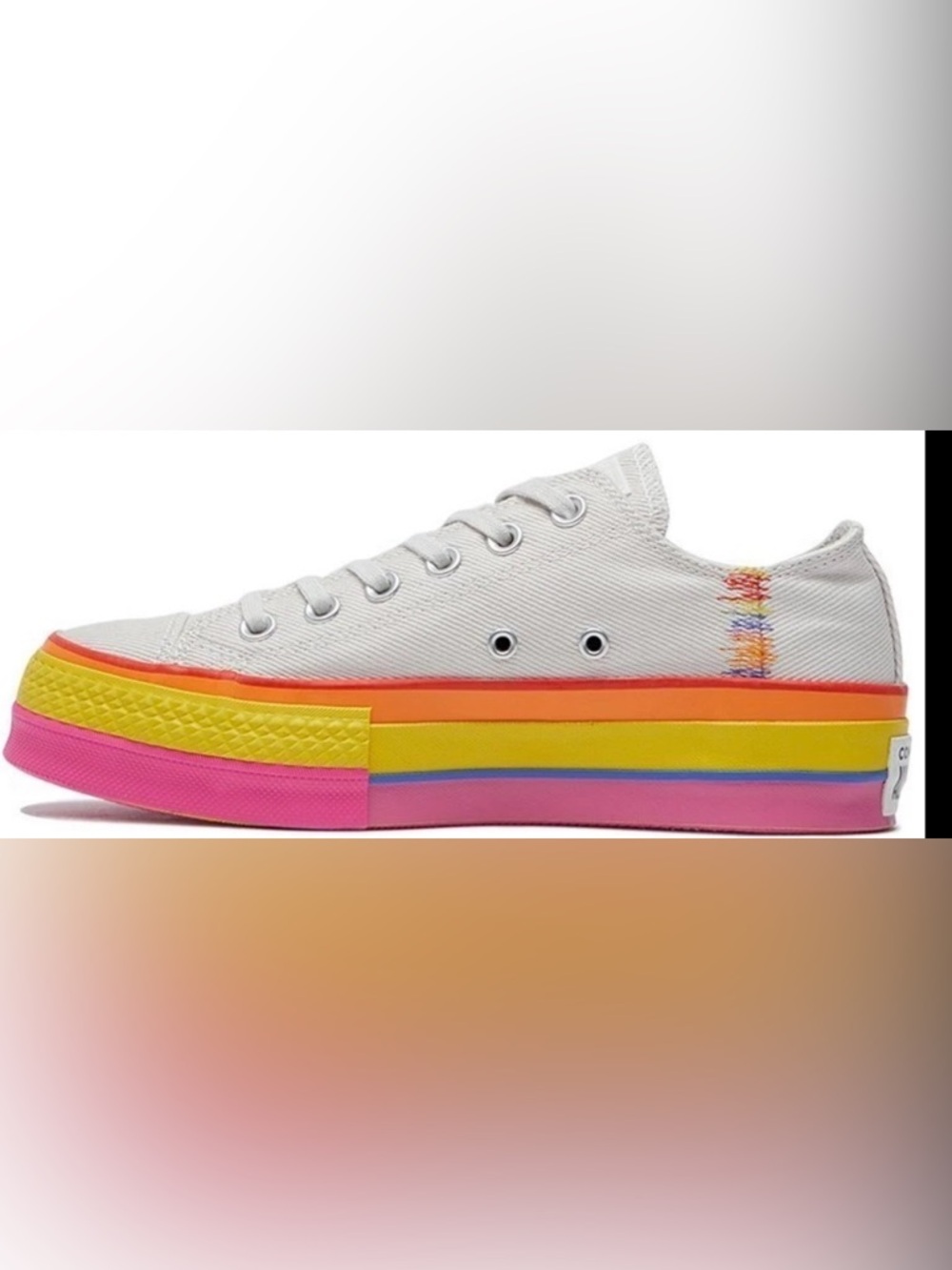 NWOB Converse Chuck Taylor All Star Lift Low Rainbow in Vintage White Sz 7.5